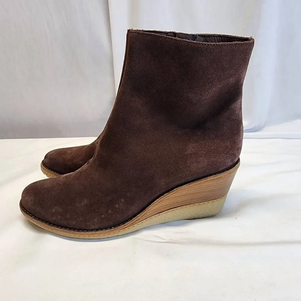 Cole Haan Brown Suede Wedge Ankle Boots